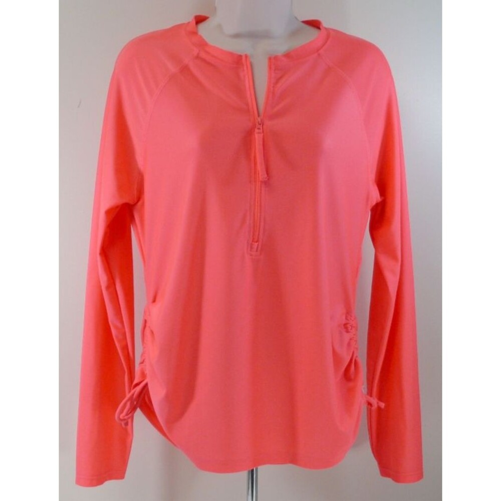Free Country Sun Block Swim Shirt top neon Bright Coral neon size Med (8-10)